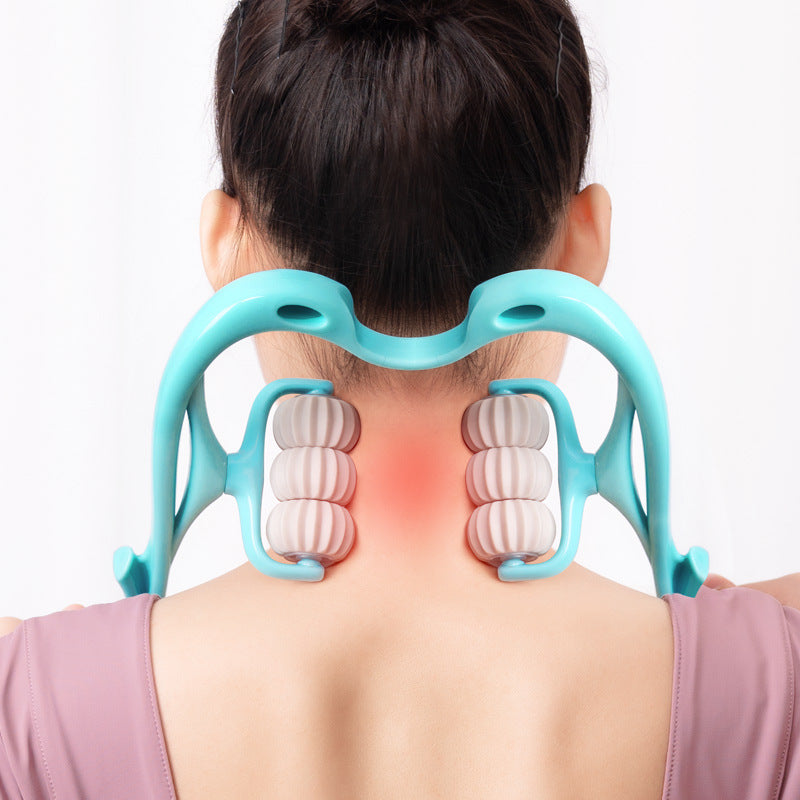 Multifunctional Manual Six-Wheel Neck Massager – Relief Roller Tool