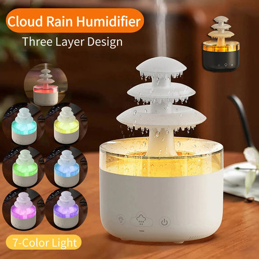 New Cloud Rain USB Air Humidifier – Aromatherapy Diffuser with Colorful Light