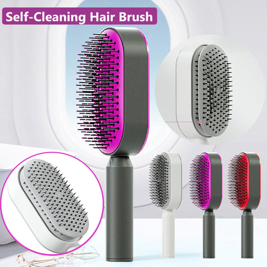 Self-Cleaning Hair Brush – One-Key Scalp Massage & Anti-Static Comb