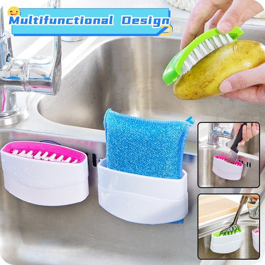 Kitchen Cleaning Brush Set – Knife, Fork & Vegetable Brushes with Suction Cup